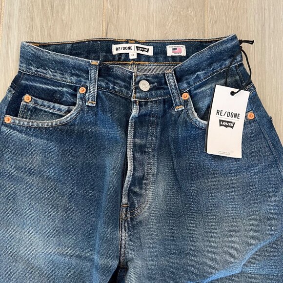 $675 NWT RE/DONE x LEVI'S INDIGO ENGINEERED TAPER JEANS SZ 24 - Picture 4 of 7
